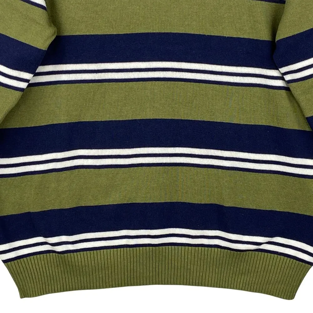 Club Room Men's Large Striped Long Sleeve V-Neck Sweater Pine Brook NWT